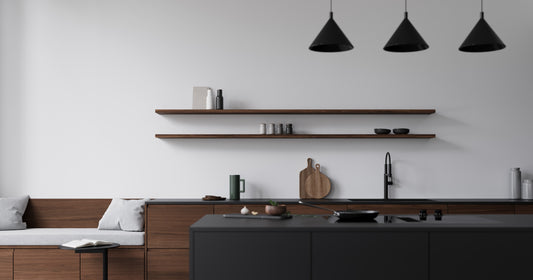 Kitchen without upper cabinets