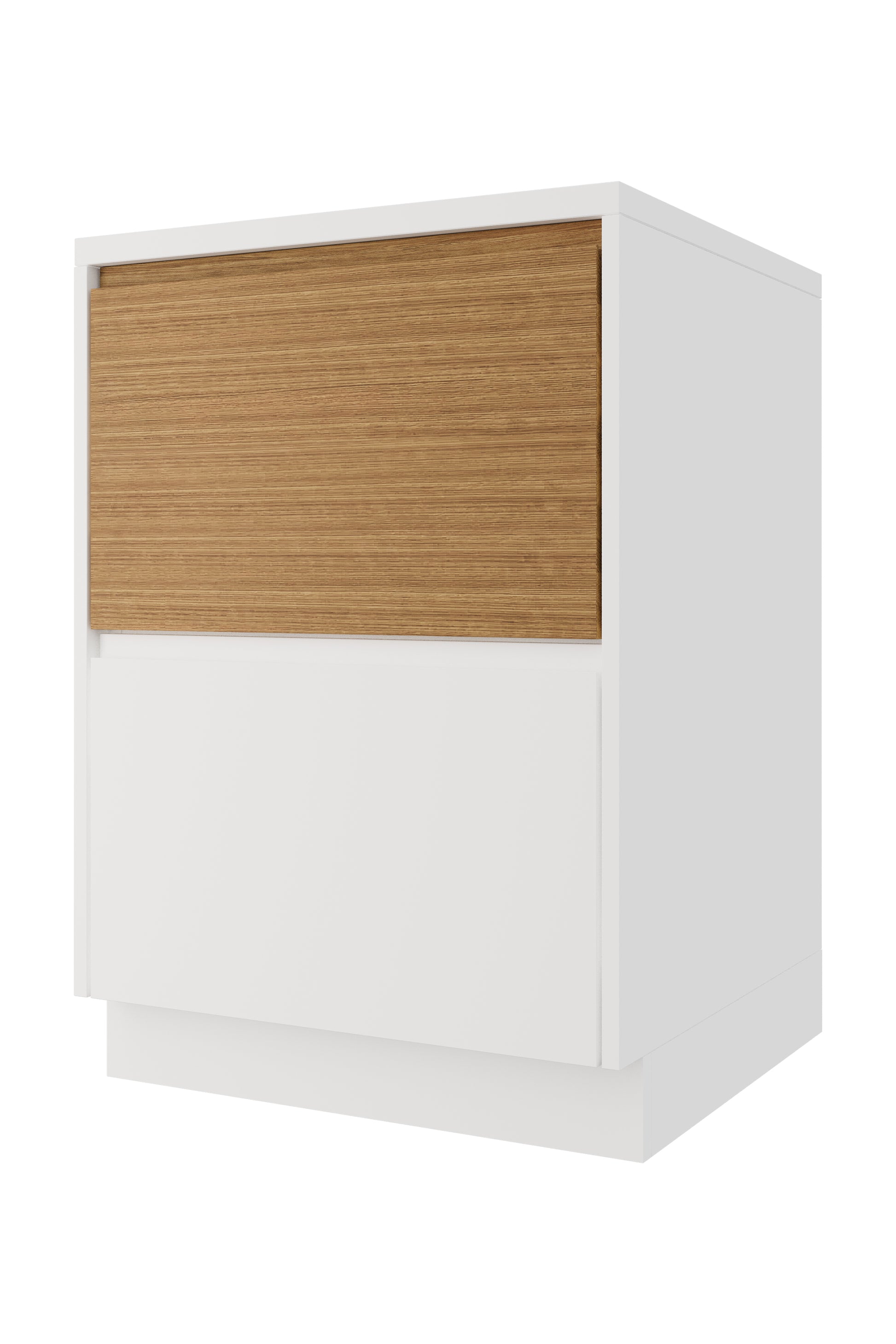 integrated handle kitchen drawer front white oak
