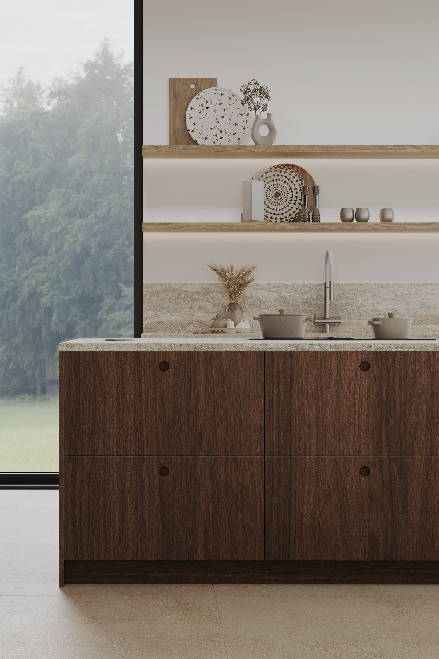 Black Walnut Modern Kitchen Cabinets