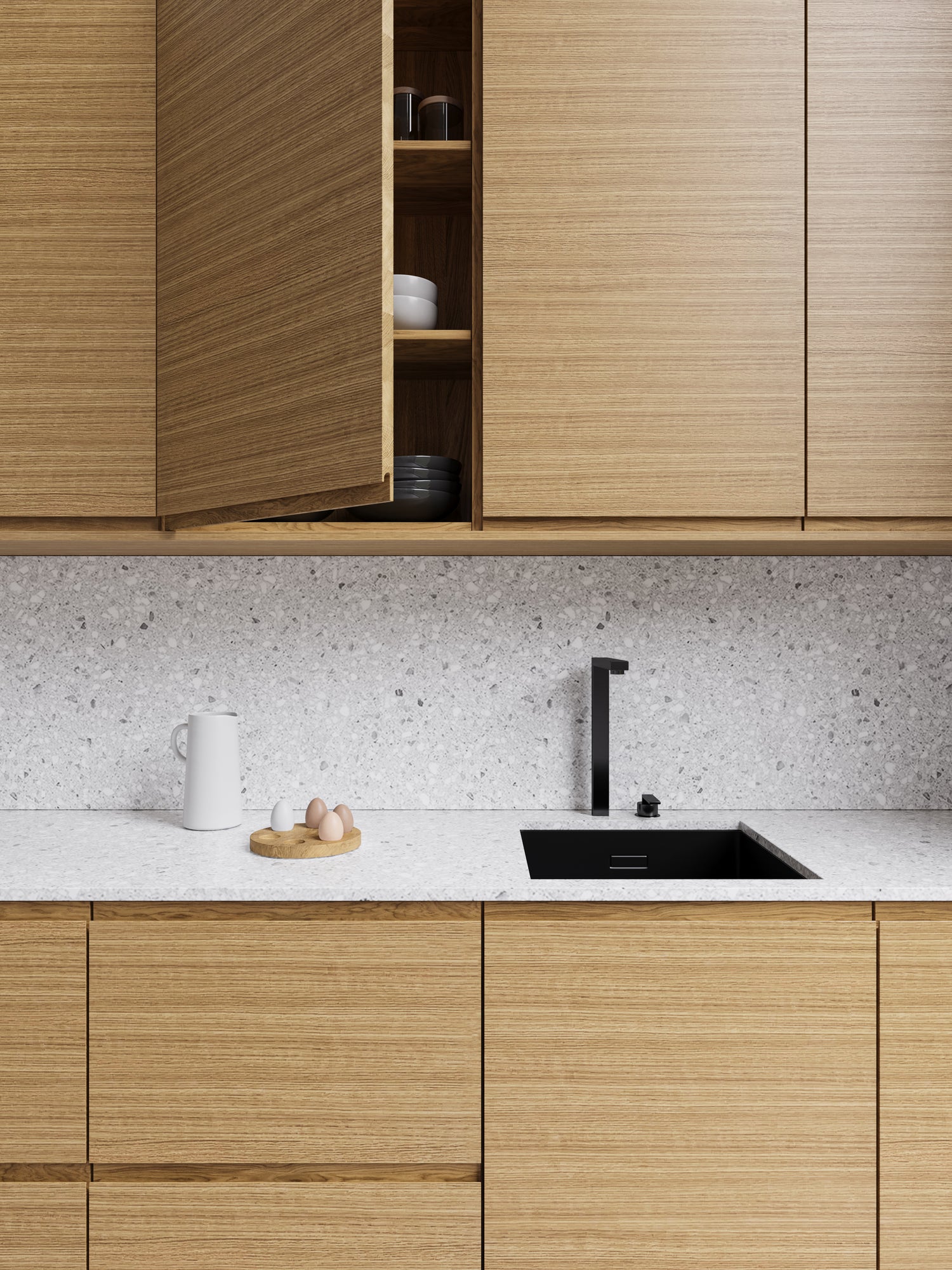 modern kitchen cabinets white oak integrated handle
