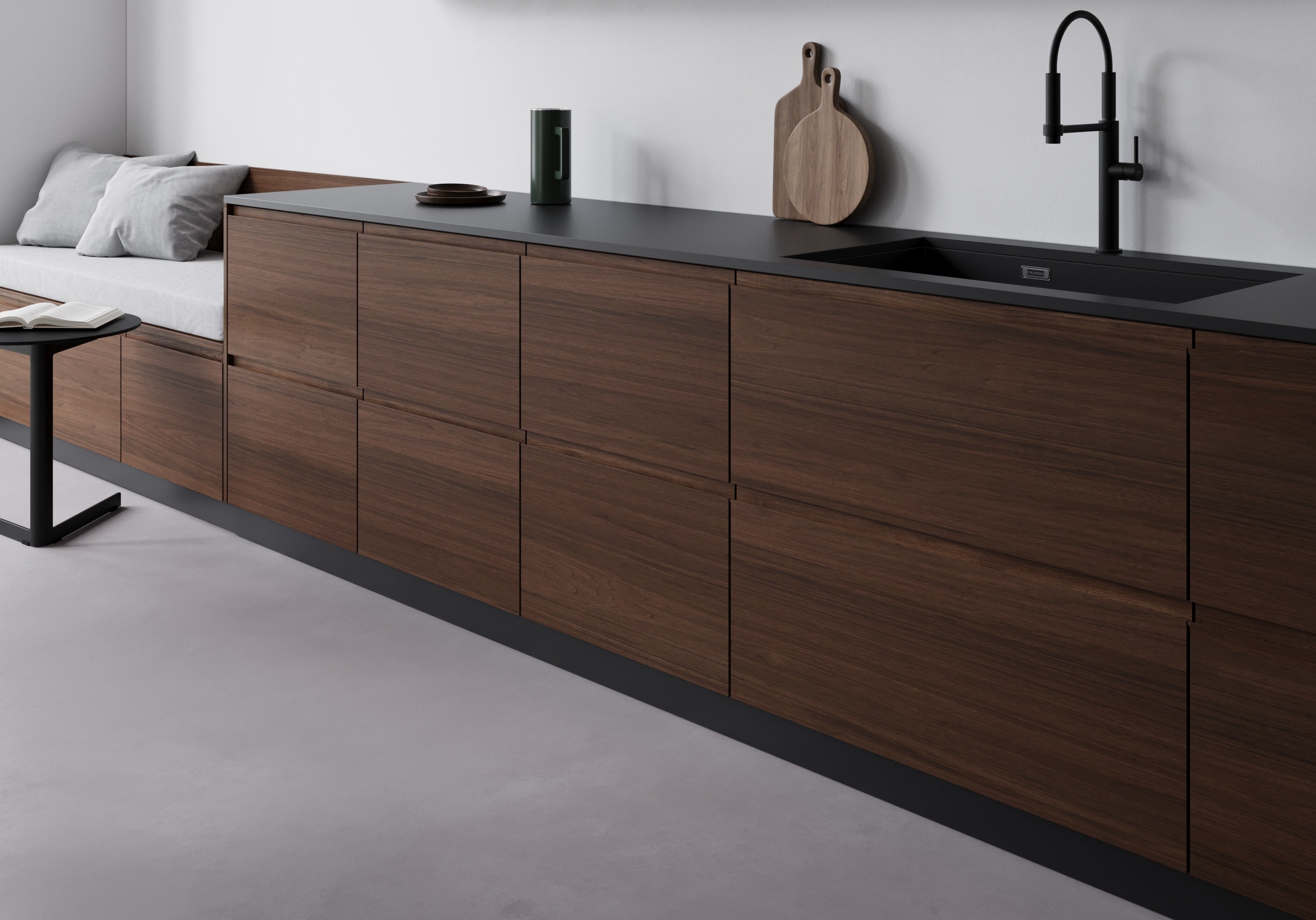 Walnut Cabinet Doors | Integrated Handle - Beyond Kitchen Inc.
